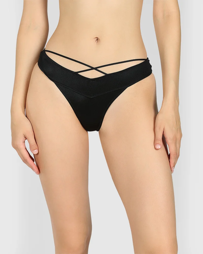 Isla & Evie Isla & Evie BLACK SATIN THONG