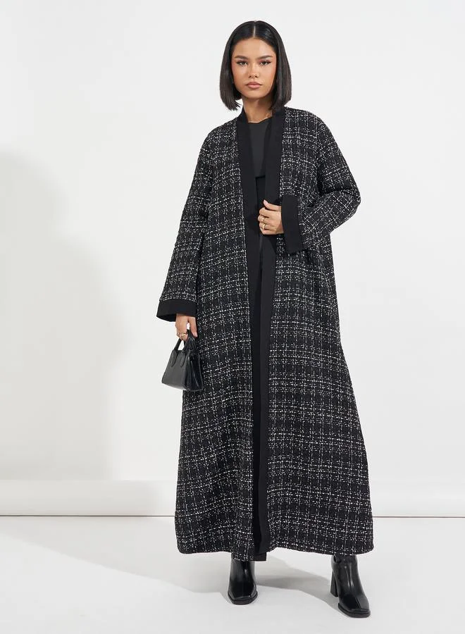 Styli Front Open Tweed Winter Abaya