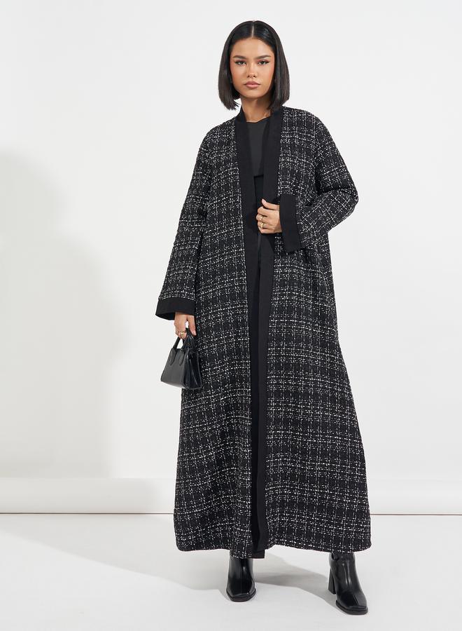 Styli Front Open Tweed Winter Abaya - Image 1