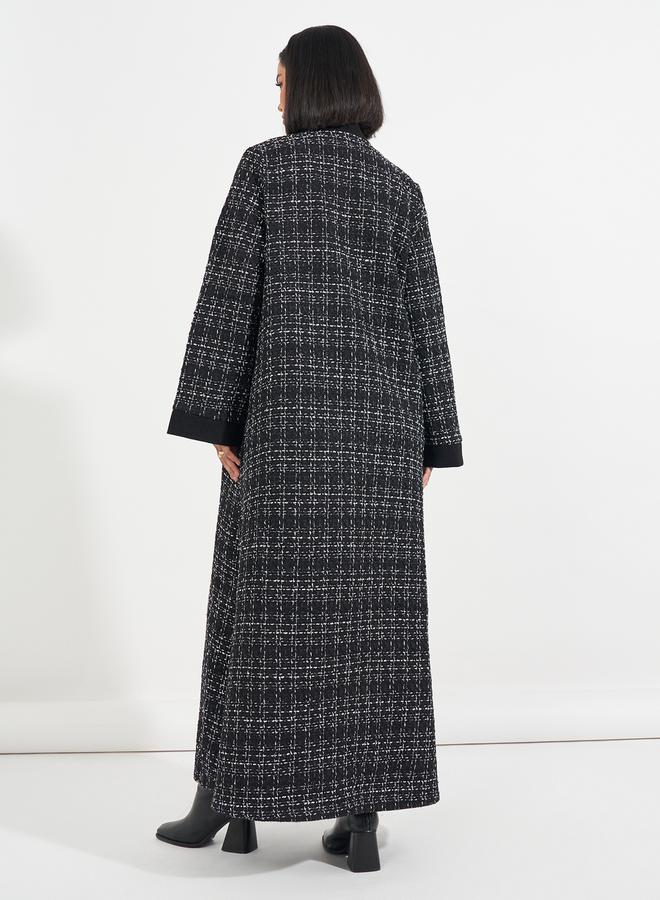 Styli Front Open Tweed Winter Abaya - Image 4