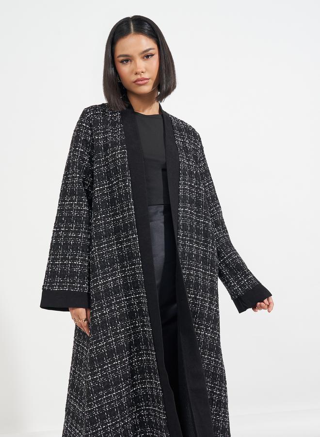 Styli Front Open Tweed Winter Abaya - Image 2