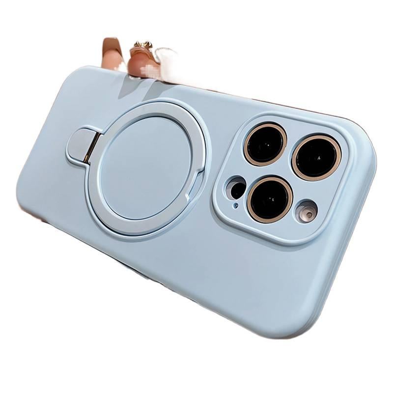 غطاء MagSafe لـ iPhone 15 / 15 Plus / 15 Pro / 15 Pro Max مع حامل قائم وحماية من السقوط مع مقاوم للصدمات مع تغطية كاملة مع حماية العدسة باللون أزرق سماوي مغناطيسي بوظيفة حامل - Image 1