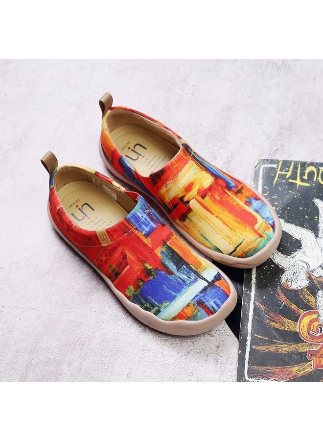 UIN Women's Artistic Slip-On Shoes Vibrant Floral Casual Loafers Lightweight Comfortable Travel Footwear, Color Zone, 7 - Image 2