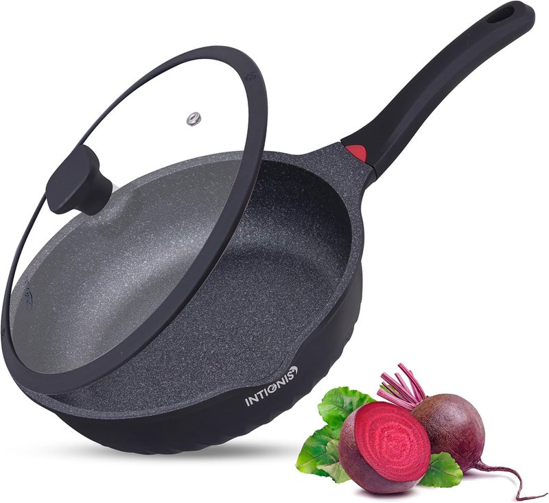 INTIGNIS Premium 30cm Deep Frying Pan with Lid | Anti-Scratch | Induction Compatible | Non-Stick Interior | Heat Resistant Handle | Perfect for Everyday Cooking - Image 1