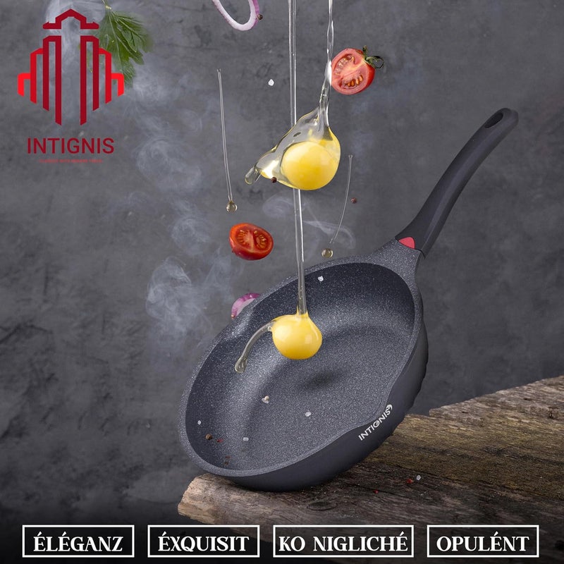 INTIGNIS Premium 30cm Deep Frying Pan with Lid | Anti-Scratch | Induction Compatible | Non-Stick Interior | Heat Resistant Handle | Perfect for Everyday Cooking - Image 2