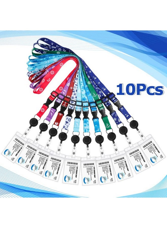 Hotop 10 Sets Cruise Lanyards Retractable Carnival Cruise Adjustable Lanyard With Id Holder Detachable Badge Clip For Cruise Ship Cards(Fresh Style) - Image 5