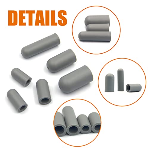 ISPINNER 80pcs Rubber Vacuum Cap, Vacuum Plugs Hose End Caps Assortment Kit for Carburetor, Manifold, Automotive 3/16" 5/32" 7/32" 1/4" 5/16" 3/8" (Gray) - Image 3