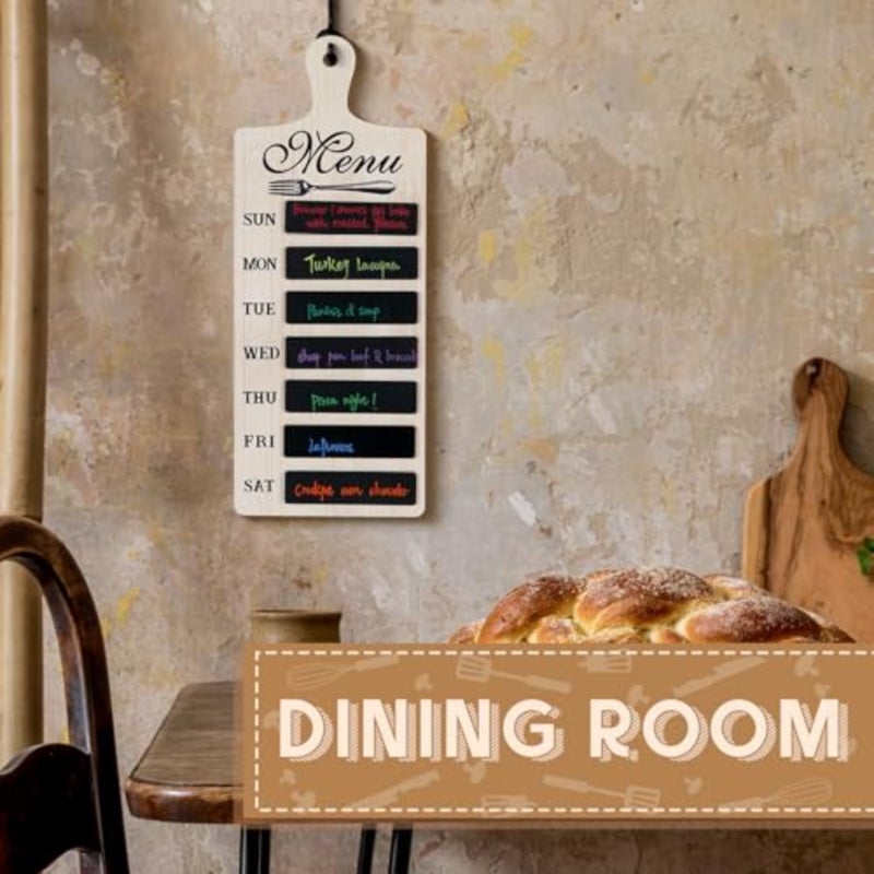 Weekly Menu Board Kitchen 16.5 x 6.3 Inches Wood Menu Planner Board with 7 Markers and Towel Kitchen Weekly Planner Plaque Wall Signs for Dinning Room Home Decor - Image 4