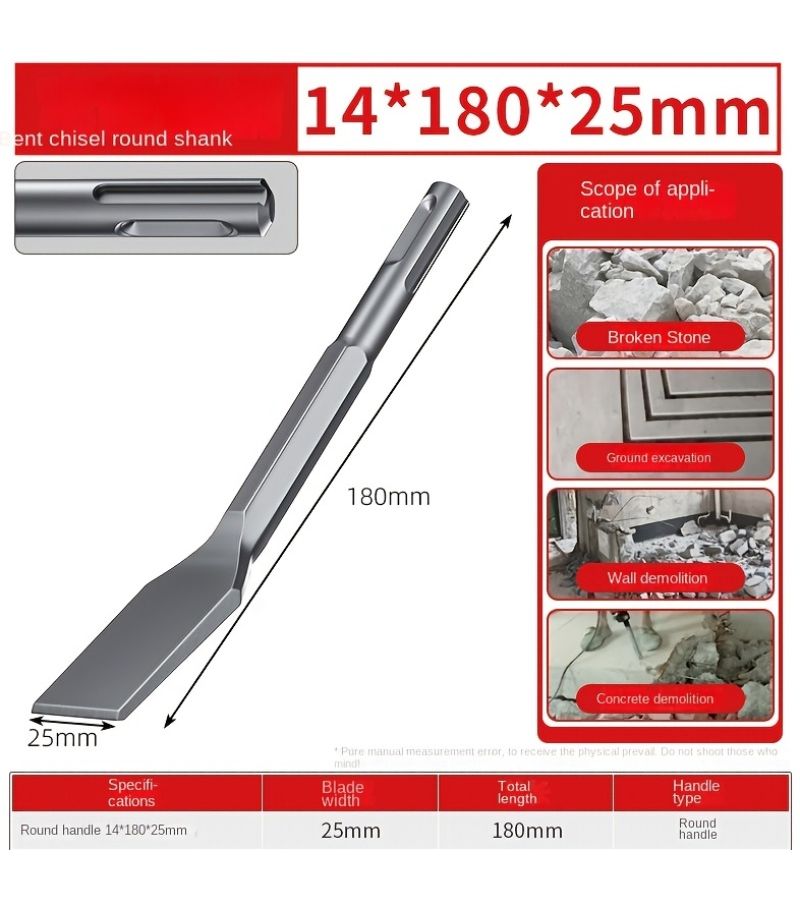 Electric Hammer Chisel Round Handle Curved 14x200mm Concrete Cement Breaker - Image 3