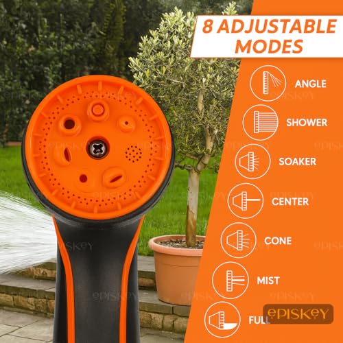 Episkey Garden Hose Nozzle Spray Gun – 8 Adjustable Modes | High Pressure Water Spray Gun with Comfort Ring Handle, Leak-Proof, Rust-Free, for Car Wash, Plants & Lawn Watering (E_DOLPHIN) - Image 4