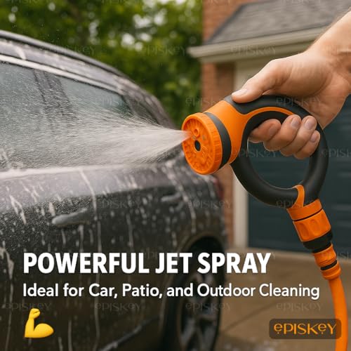 Episkey Garden Hose Nozzle Spray Gun – 8 Adjustable Modes | High Pressure Water Spray Gun with Comfort Ring Handle, Leak-Proof, Rust-Free, for Car Wash, Plants & Lawn Watering (E_DOLPHIN) - Image 2