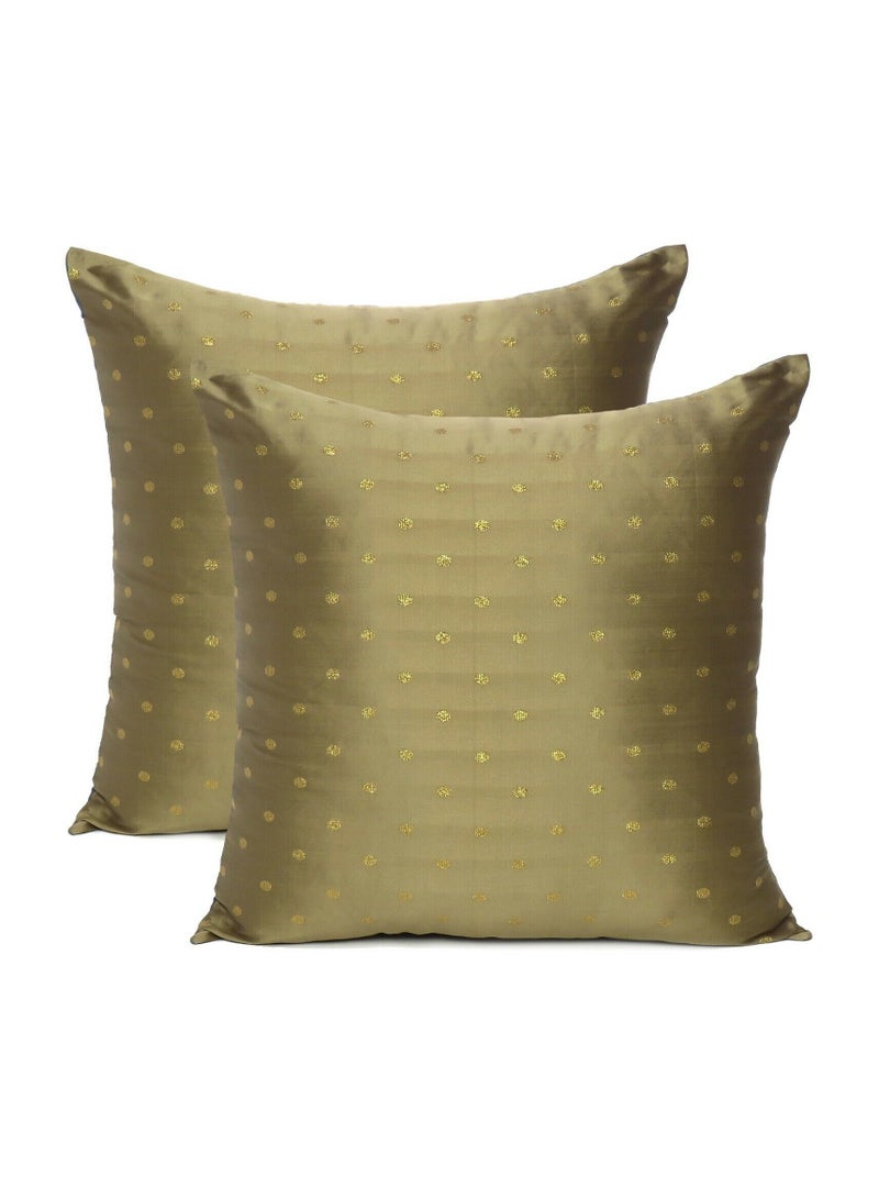ريارا غطاء وسادة ذهبي مقاس 16 × 16 بوصة للديكور الداخلي للمنزل، غطاء وسادة لغرفة النوم وغرفة المعيشة والمكتب، مجموعة من قطعتين  - Image 1