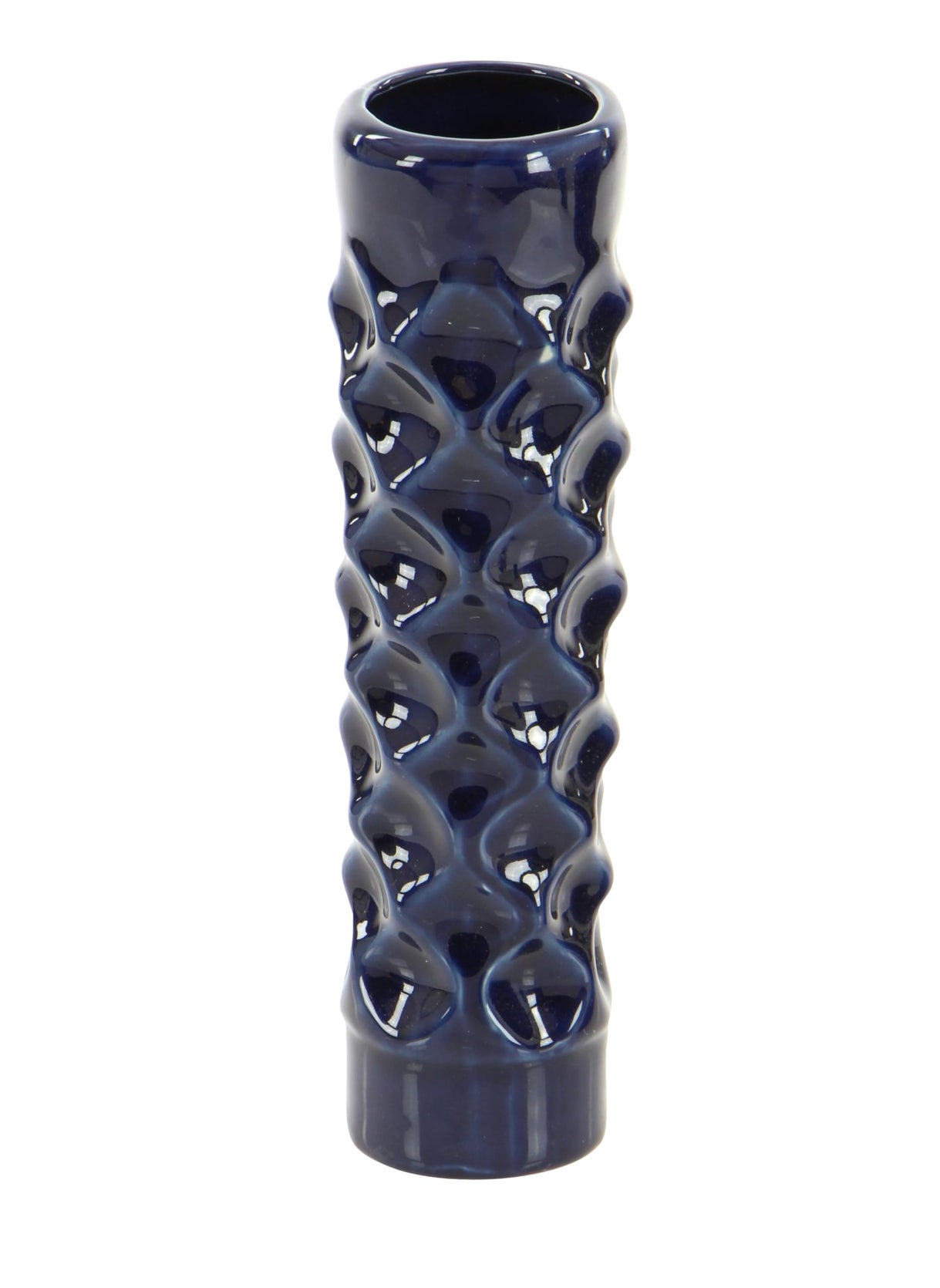 Deco 79 Deco 79 Ceramic Decorative Vase Centerpiece Vases with Varying Patterns  set of 3 Flower Vases for Home Decoration 3"" x 3"" x 12""  Dark Blue  - Image 2