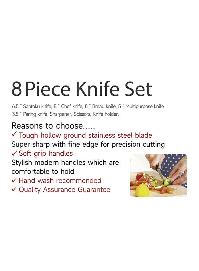 Winsor طقم سكاكين رمادي 8 قطع مع حامل أكريليك مقصوص بالليزر فولاذ مقاوم للصدأ - Image 4