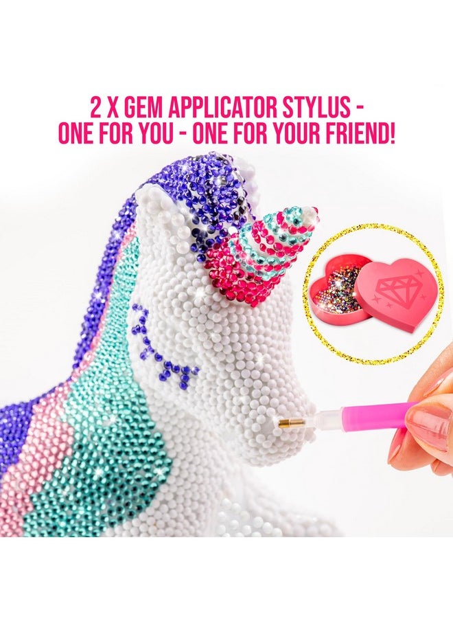 GirlZone - Bling Up Unicorn Piggy Bank Gem Art Kit, Make Diamond Art For Kids With Girls Crafts Gems & 2 Stylus For Kids Diamond Art & Unicorn Crafts For Girls, Diy Money Bank, Ideal Christmas Gift - Image 1