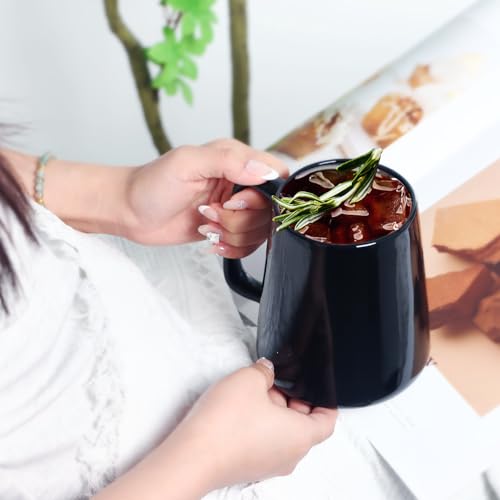 Smilatte 24 OZ Large Coffee Mug, Nice Ceramic Boss Tea Cup with Big Handle for Dad Men Women, Unique Style For Any Kitchen, Black - Image 4