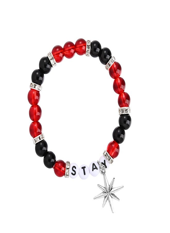 Teemotutu Stray Stay Bracelet-SKZ Inspired Friendship Bracelets KPOP-Stray Merch Gifts for Fans' Birthdays Concert Outfits (Stay Bracelet red) - Image 1