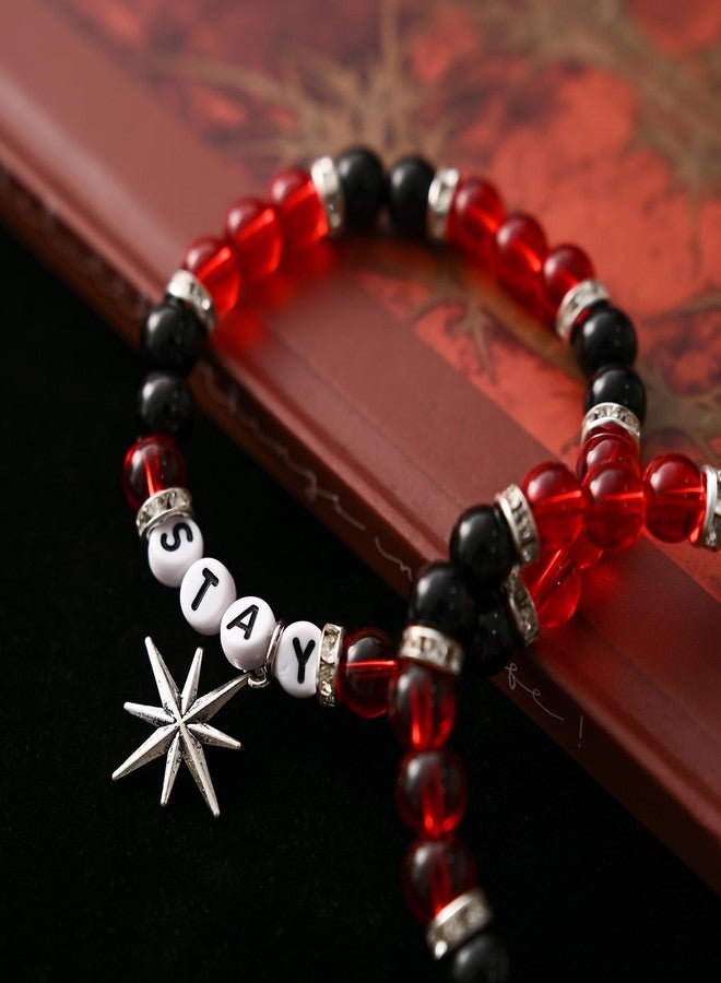 Teemotutu Stray Stay Bracelet-SKZ Inspired Friendship Bracelets KPOP-Stray Merch Gifts for Fans' Birthdays Concert Outfits (Stay Bracelet red) - Image 3