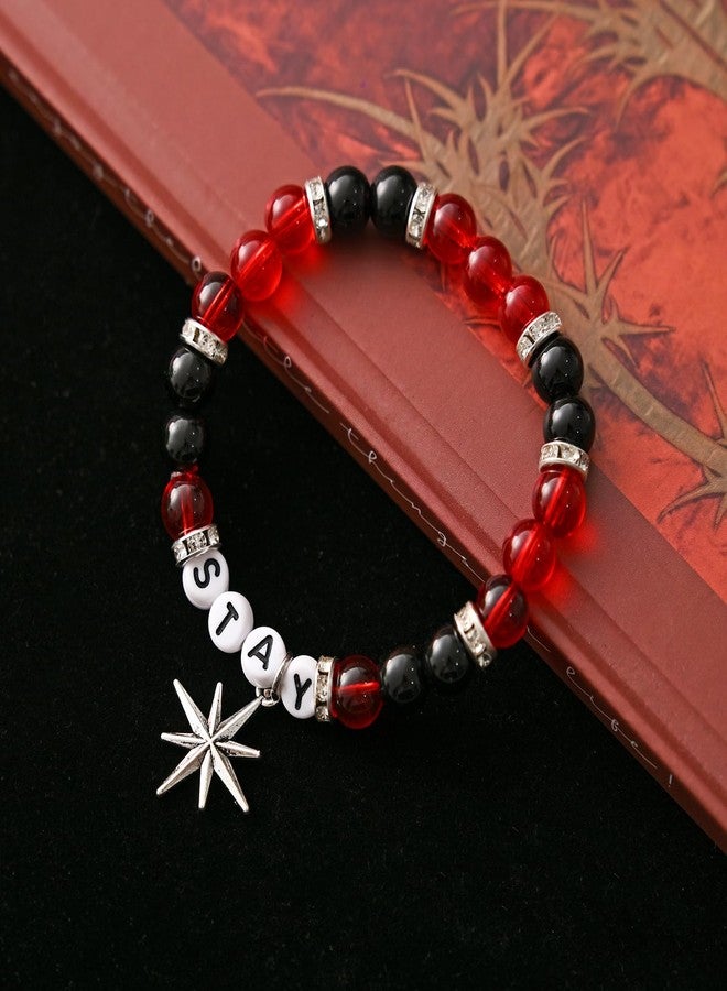 Teemotutu Stray Stay Bracelet-SKZ Inspired Friendship Bracelets KPOP-Stray Merch Gifts for Fans' Birthdays Concert Outfits (Stay Bracelet red) - Image 2