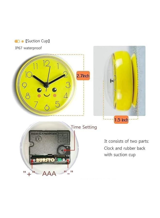 The Bros Shower Clock, Silent Non-Ticking Battery Operated, Waterproof Bathroom Clock, Small Size Cute Wall Clock with Suction Cup, Ip65 Waterproof, for Home Decoration, Kitchen, Laundry Area or Outdoor Patio - Image 3