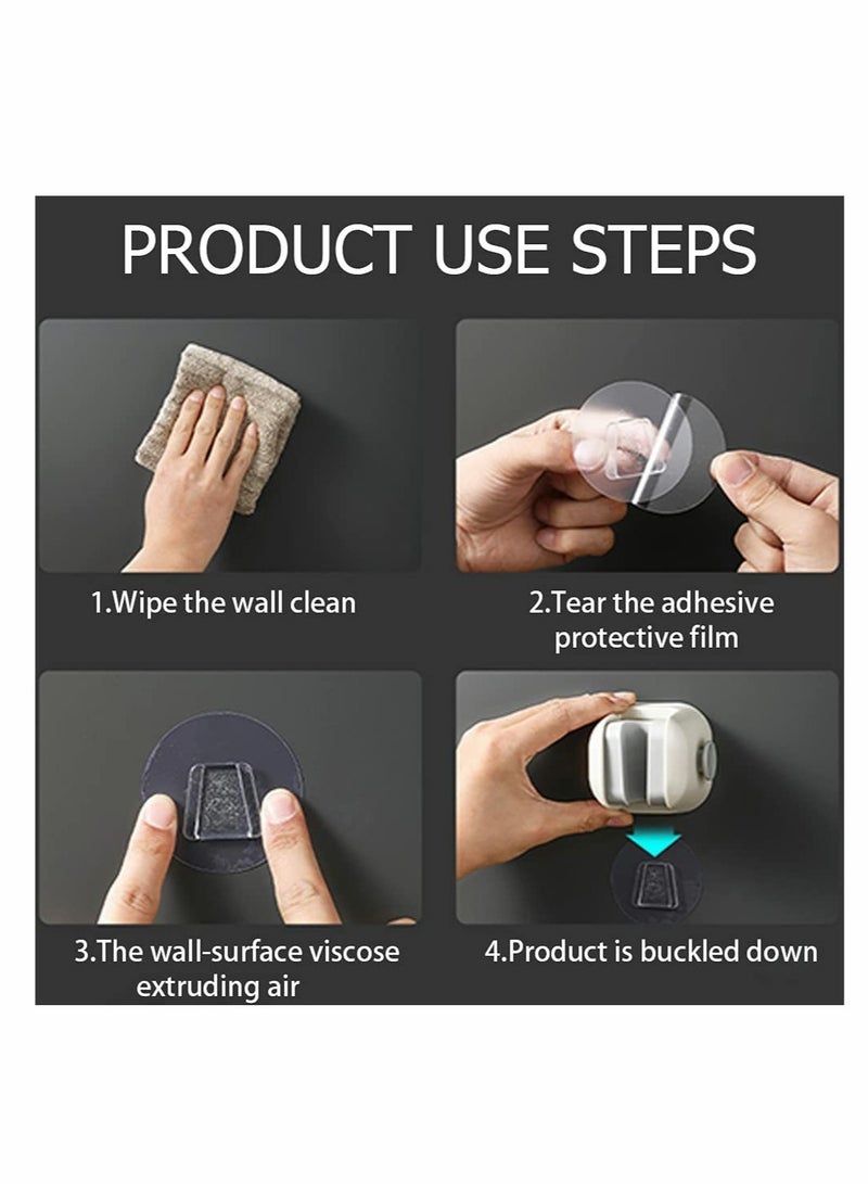 4 Pack Waterproof Self Adhesive Shower Head Holders with Hooks for Bathroom and Bathtub - Image 4