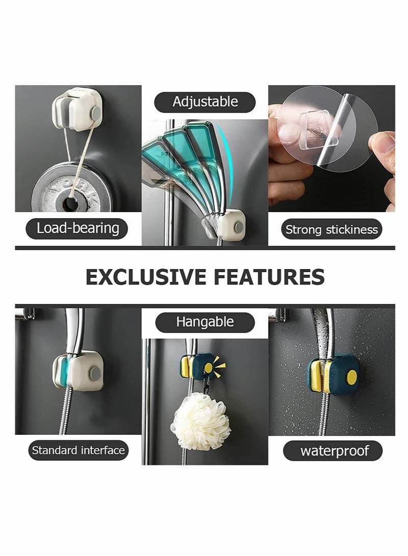 4 Pack Waterproof Self Adhesive Shower Head Holders with Hooks for Bathroom and Bathtub - Image 3