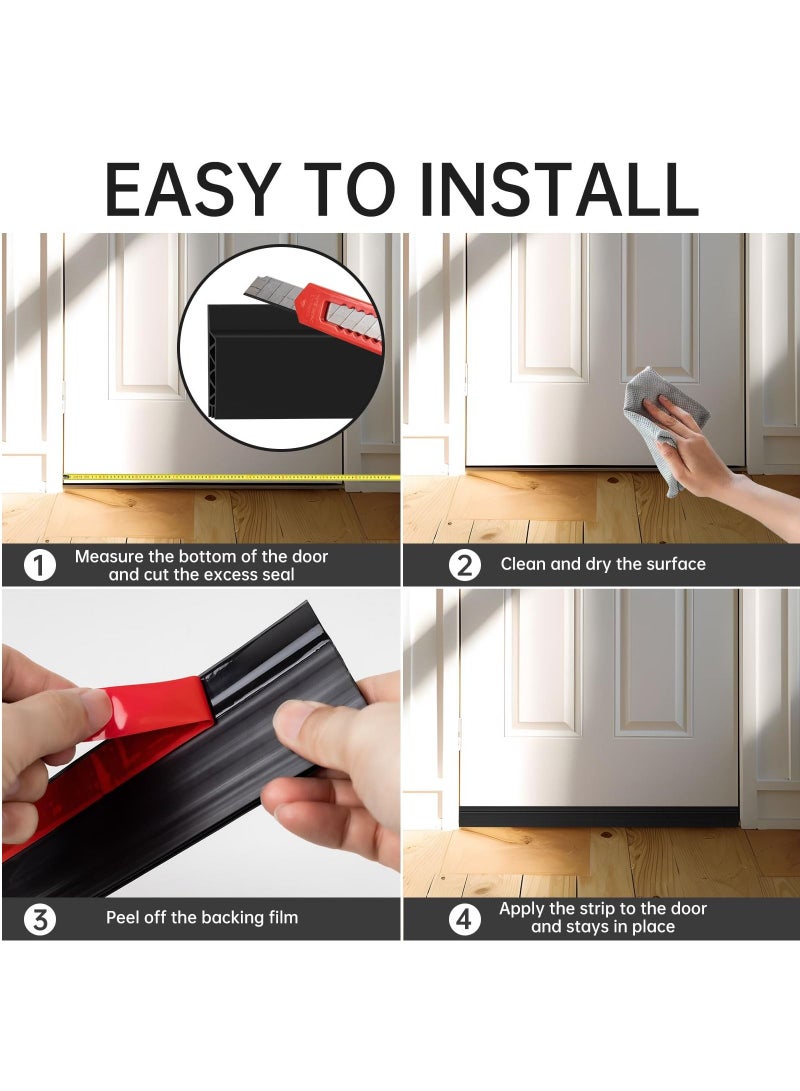 erorex Door Draft Stopper Length Under Door Seal Door Sweep for Exterior Interior  Door Bottom Draft Blocker Dust Noise Insulation Weather Stripping Draft Guard Insulator 6 X 120cm Black - Image 2