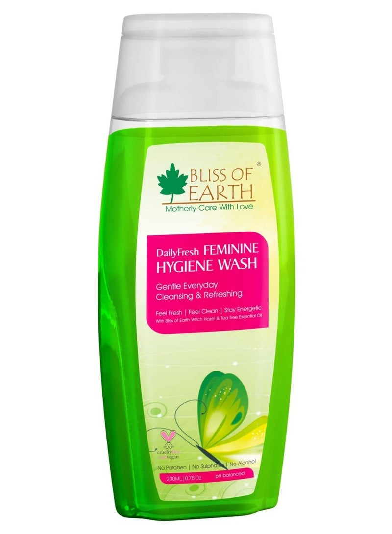 BLISS OF EARTH DailyFresh Feminine Hygiene Wash  200ML Enriched With Bliss of Earth Witch Hazel & Australian Tea Tree Essential Oil  Great For Daily Intimate Care - Image 1