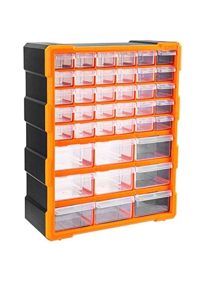 erorex Wall Mount Hardware and Craft Storage Cabinet Drawer Organizer 78 Drawers, Black, Orange  - Image 2