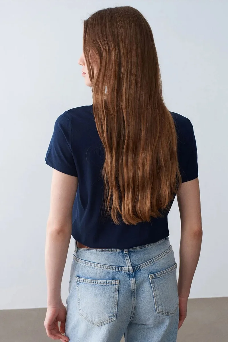 Dilvin Navy Blue DILVIN Women's Crew Neck Short Sleeve T-Shirt for Women | Best Price UAE