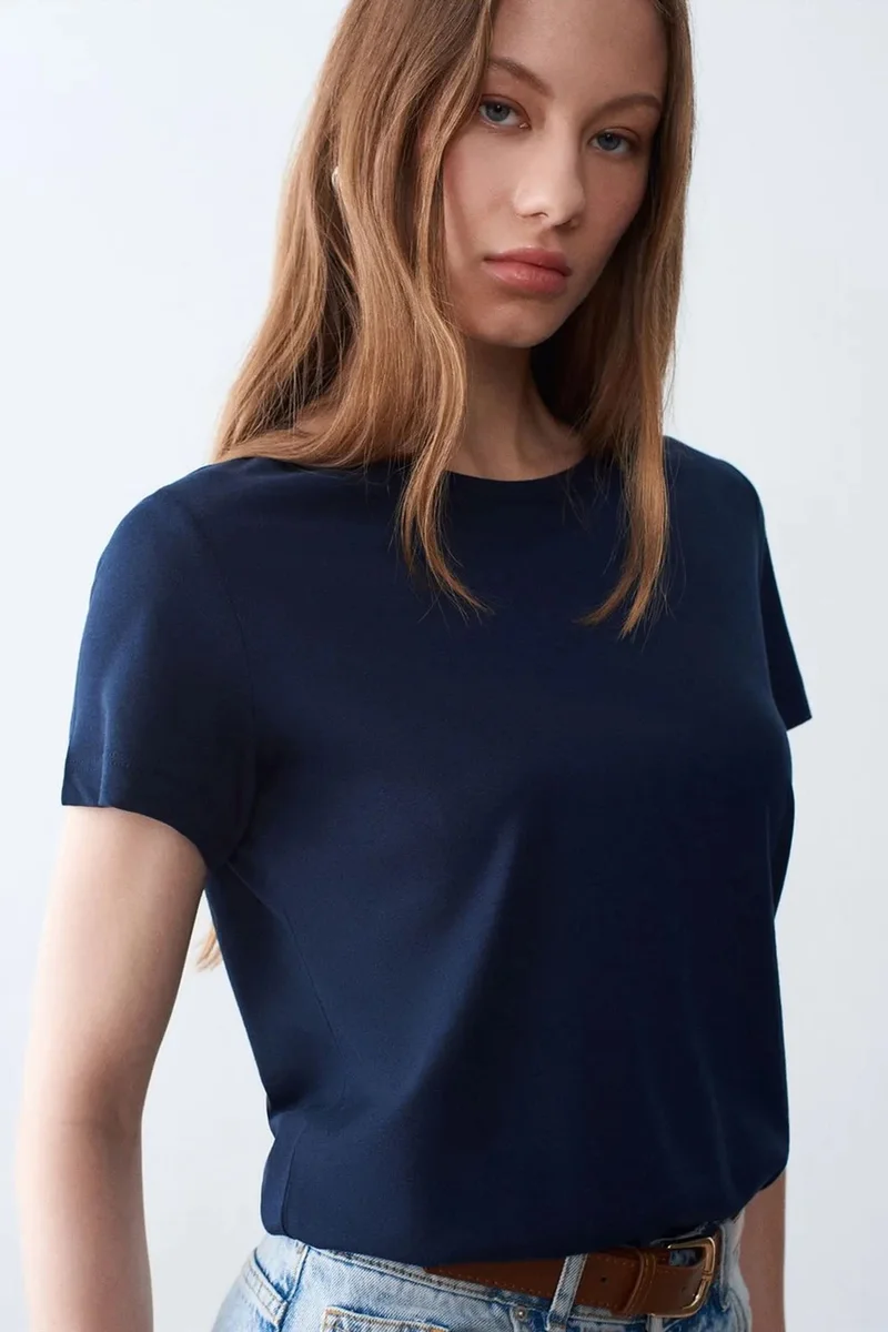 Dilvin Navy Blue DILVIN Women's Crew Neck Short Sleeve T-Shirt for Women | Best Price UAE