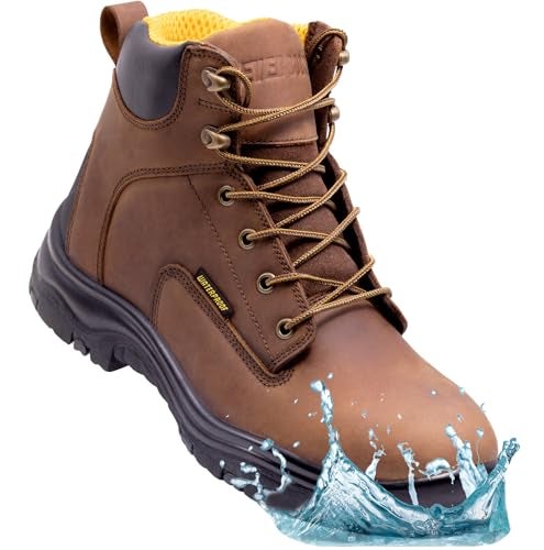 EVER BOOTS Waterproof Work Boots for Men Hiking Zapatos de Trabajo 8 Dark Brown