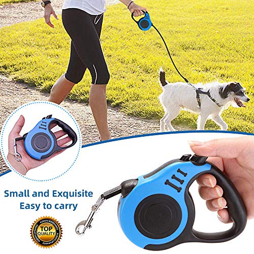 Gbivbe Retractable Dog Leash for Medium - Small Dogs and Cats 16.5FT Tangle Free, Heavy Duty Walking Leashes with Anti Slip Handle, Pause and Lock Strong Nylon Tape, Store Dog Leash Retractable(Blue) - Image 4