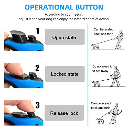 Gbivbe Retractable Dog Leash for Medium - Small Dogs and Cats 16.5FT Tangle Free, Heavy Duty Walking Leashes with Anti Slip Handle, Pause and Lock Strong Nylon Tape, Store Dog Leash Retractable(Blue) - Image 5