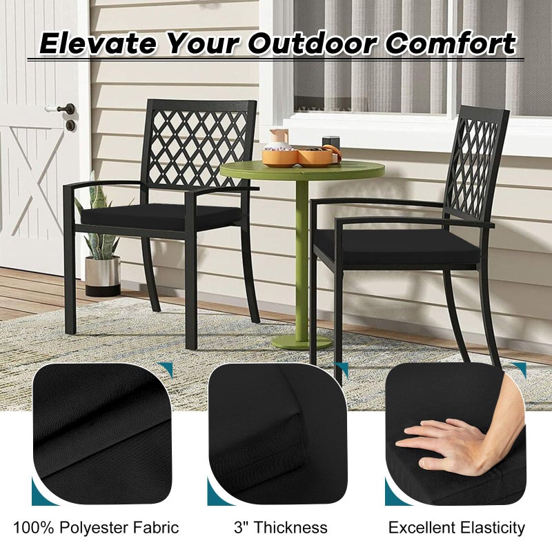 Basic Beyond Outdoor Chair Cushions Set of 4, Square Corner Outdoor Cushions for Patio Furniture, Water Resistant Patio Chair Cushions with 2 Ties, 18.5x16x3, Black - Image 2