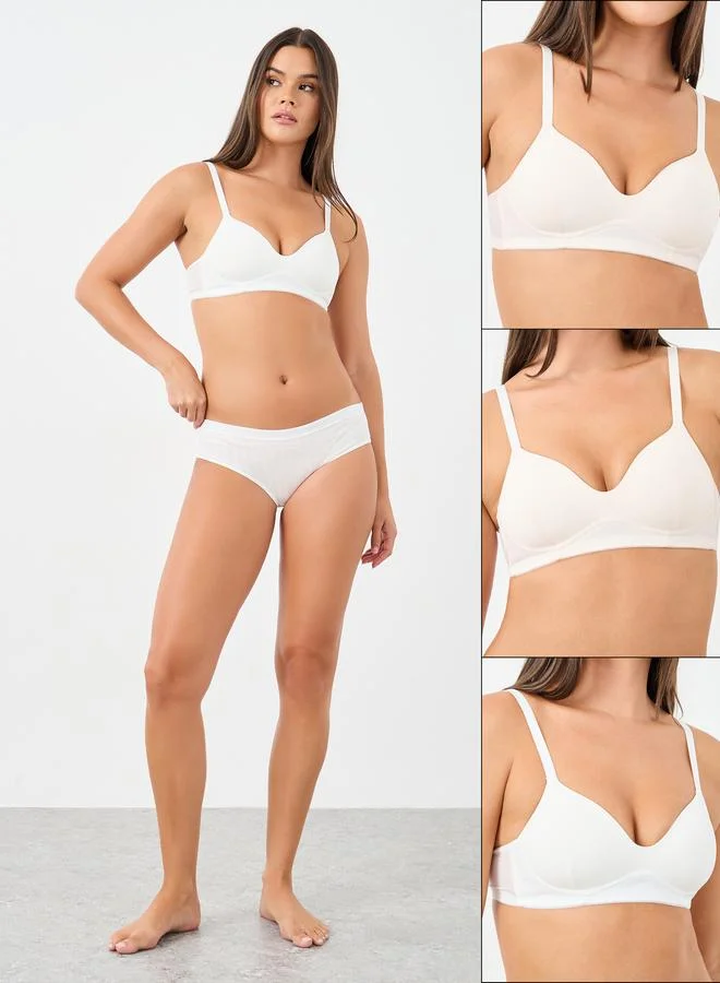 Styli Styli Pack of 3 - Padded Non Wired Comfort T-Shirt Bra