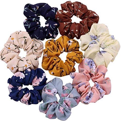Drishti® Silky High Glossy Printed Satin Scrunchies for Girl & Woman Set of-10 (Multi-color) - Image 1