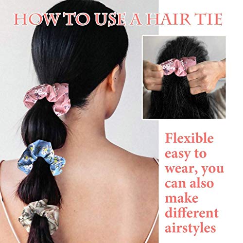 Drishti® Silky High Glossy Printed Satin Scrunchies for Girl & Woman Set of-10 (Multi-color) - Image 3