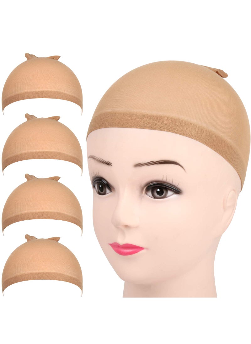 FANDAMEI Fandamei 4 pieces Light Brown Stocking Wig Caps Stretchy Nylon Wig Caps for Women 