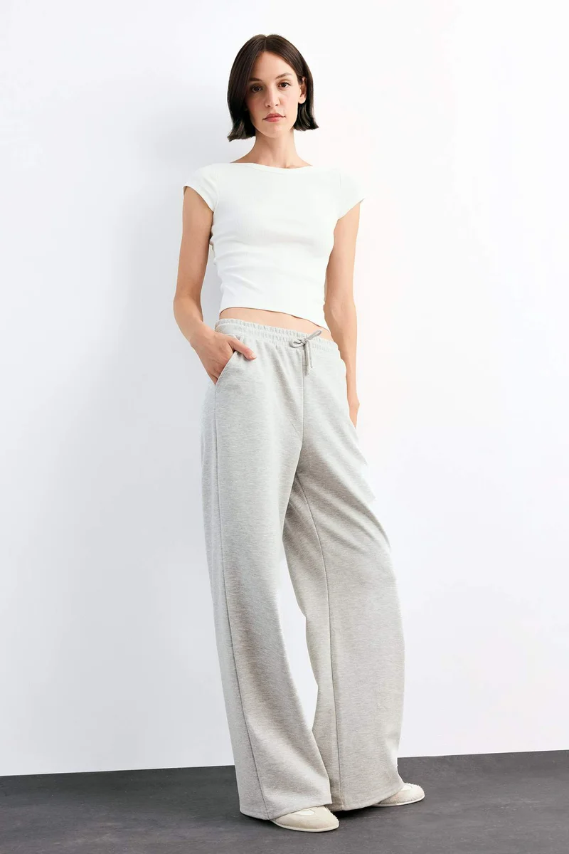 DeFacto Relax Fit Elastic Waist Straight Leg Modal Trousers