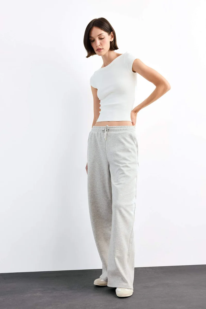 DeFacto Relax Fit Elastic Waist Straight Leg Modal Trousers