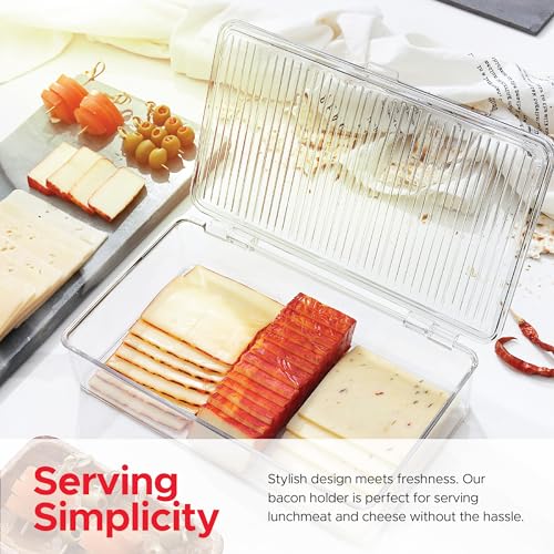 Tafura Bacon Container For Refrigerator (2 Pack) Fridge Storage Organizer | Cheese & Deli Storage Container | Bacon Keeper | Cold Cuts Meat Saver | Cheese Holder, BPA Free - Image 4