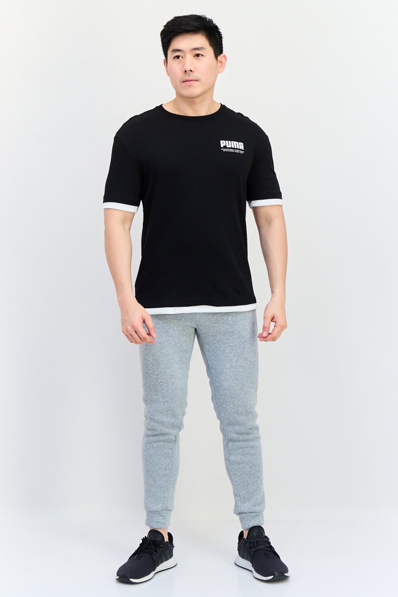 PUMA تي شيرت رياضي للرجال بشعار العلامة التجارية، خارجي، أسود - Image 2
