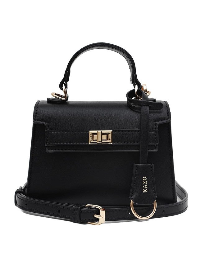 Kazo Bag Black Structured Shoulder Handbag | Premium Faux Leather Purse - Image 1