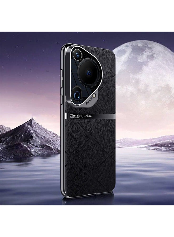 general Suitable for Huawei Pura70Ultra electroplating phone case plain leather P70Ultra metal ring anti-drop all-inclusive shell