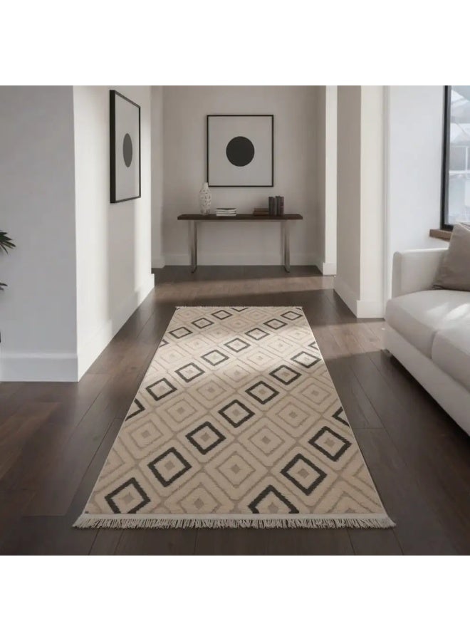 Dots Selena Velvet Back Walker, 100 x 190 cm, Approx. 1.850 kg - Beige Grey - Image 1