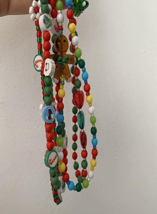 TUCAI Christmas Beaded phone charms Christmas Tree Phone Chain Handmade Rainbow Acrylic Beads Keychain for Women Girls (style 2) - Image 5