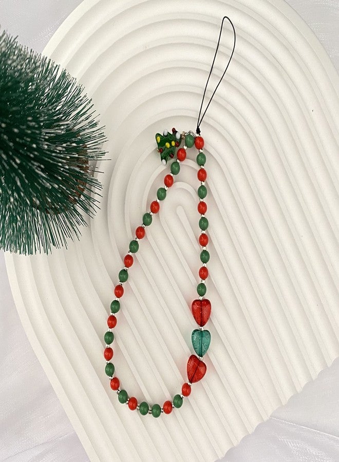 TUCAI Christmas Beaded phone charms Christmas Tree Phone Chain Handmade Rainbow Acrylic Beads Keychain for Women Girls (style 2) - Image 4