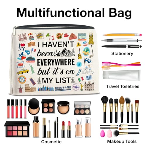 UPNEGE Travel Gifts Makeup Bag, Travelers Gifts for Women, Gifts for Women Who Like to Travel, Adventure I Haven't Been Everywhere But It's on My List Zipper Makeup Pouch - Image 4
