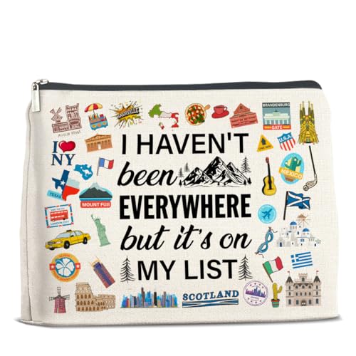 UPNEGE Travel Gifts Makeup Bag, Travelers Gifts for Women, Gifts for Women Who Like to Travel, Adventure I Haven't Been Everywhere But It's on My List Zipper Makeup Pouch - Image 1